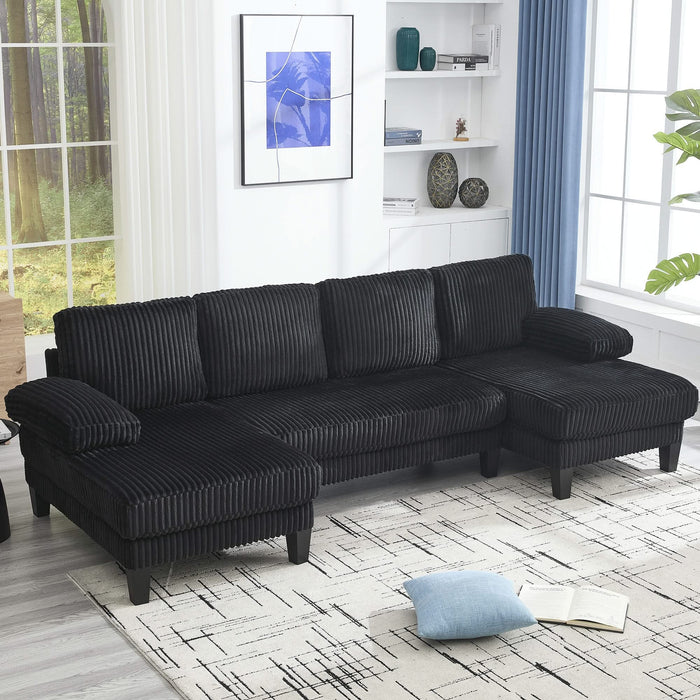 [VIDEO provided][New]U-Shaped Couch with Oversized Seat,4-Seat Sofa  with Double Chaise,Comfortable and spacious indoor furniture for Living Room,Apartment