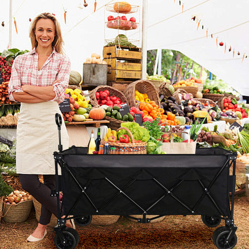 51-inch Extended Heavy-Duty Foldable Utility Wagon - 480lbs Capacity, Patented Ultra-Stable Frame, 1:6 Space-Saving Fold & 7' All-Terrain Wheels, No Assembly Needed, Black- Gray - Image 7