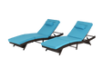 Outdoor Wicker Long Reclining Chair Set of 2 , Wicker Reclining Lounge Chair Lawn Sunbathing Chairs Recliner up to 150° Beach Poolside Garden - DTYStore