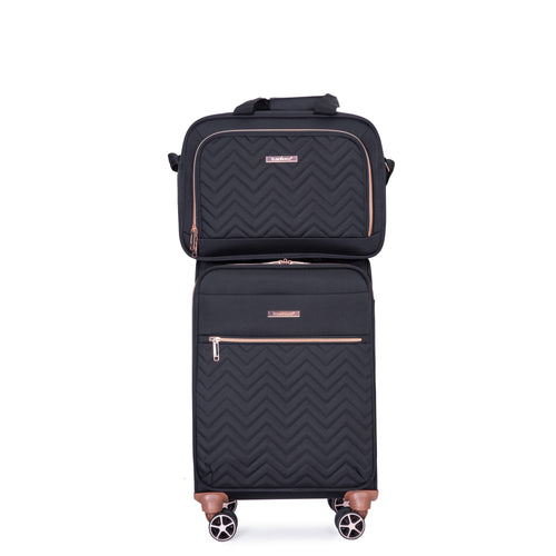 Lightweight Durable Black 4-Piece Softshell Suitcase Spinner Wheels Terylene Luggage Set - Image 16