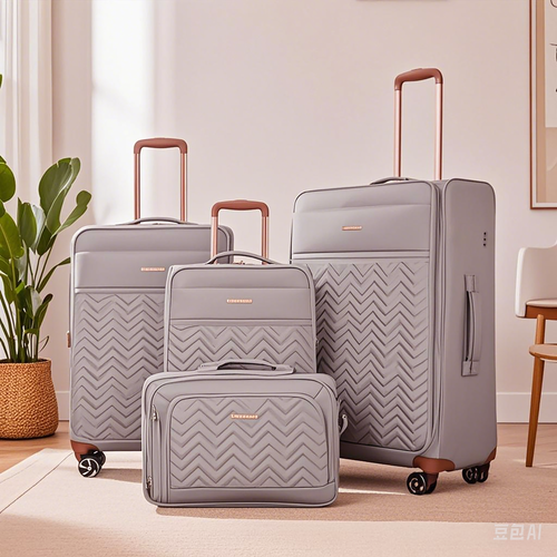 Softshell Terylene Luggage Set with Spinner Wheels - 4-Piece (16/20/24/28) Khaki - Image 2