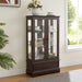 Glass Cabinet Lighted Glass Cabinet Curio Display Cabinet with Adjustable Glass Shelves 2 Doors and 1 drawer Cabinet Bulb Included Cherry - DTYStore