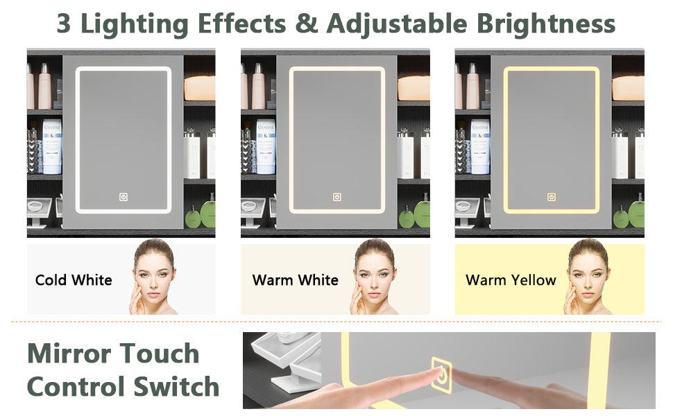 Makeup Vanity with Lights in 3 Colors & Openable Mirror, Vanity Desk with 4 Drawers & 1 Cabinets & Shelves, Vanity Table Rattan Vanity Dresser, for Bedroom - DTYStore
