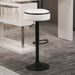 Round Storage Bar Stool Set of 2, White Faux Leather Height Adjustable Barstool, 360°Counter Height Swivel Stool, Armless Bar Chair with Metal Frame for Kitchen Counter Dining Living Room - DTYStore