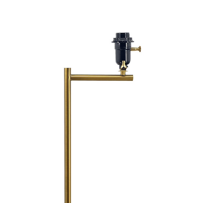 Zenith Offset Brass Base Floor Lamp with Drum-shaped Linen Shade