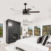 52-inch 5-blade Lighted Ceiling Fan with Remote Control , Glass Shade (Optional Remote) --Matte Black - DTYStore