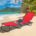 Outsunny Folding Chaise Lounge Pool Chairs, Outdoor Sun Tanning Chairs with 5-Level Reclining Back, Steel Frame for Beach, Yard, Patio, Red - DTYStore