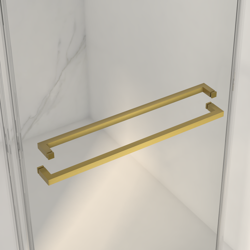 56-60'W x 70'H Frameless Double Sliding Shower Door,5/16' (8mm) Thick SGCC Tempered Clear Glass,Double Side Easy Clean Coat,Brushed Gold Finished With Buffer - Image 5