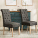 Habit Solid Wood Tufted Parsons Dining Chair, Set of 2, Charcoal - DTYStore