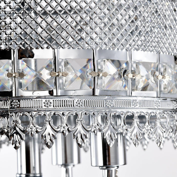 52'' Classical Crystal Ceiling Fan Lamp 5 Reversible Blades for Living Room, Dining Room, Bedroom, Family Room, Chrome (Hand Pull Chain) - DTYStore