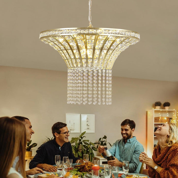 8-Light 23.6" Wide Crystal Waterfall Chandelier - DTYStore