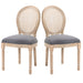 French-Style Upholstered Dining Chair Set, Armless Accent Side Chairs with Rattan Backrest and Linen-Touch Upholstery, Set of 2, Gray - DTYStore