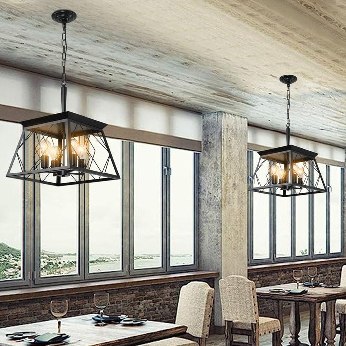 4-Light Farmhouse Chandeliers For Dining Room Black(No Bulbs) - DTYStore