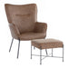Izzy Industrial Lounge Chair and Ottoman Set in Black Metal and Espresso Faux Leather by LumiSource - DTYStore