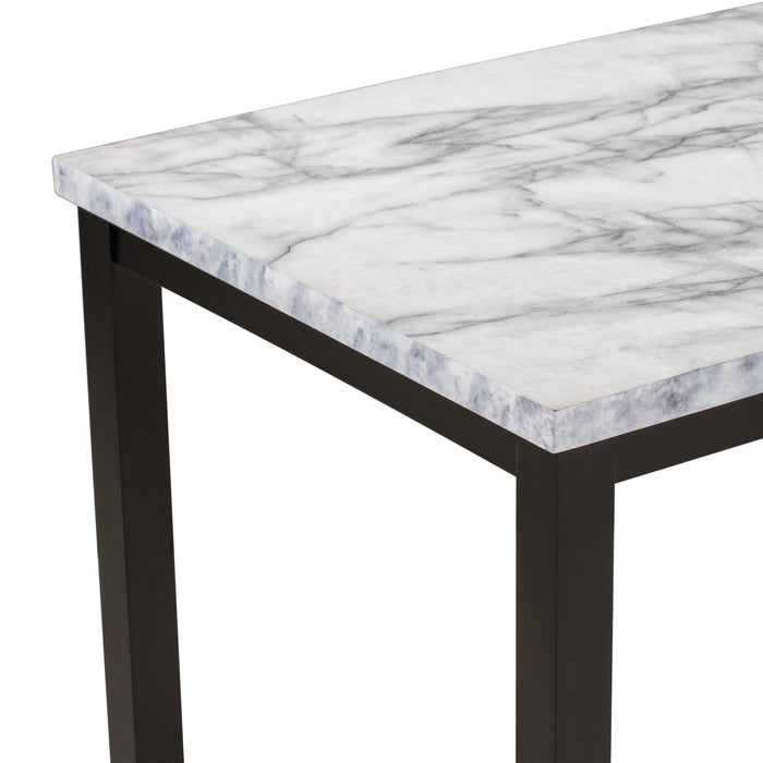 Faux Marble 5-Piece Dining Set Table with 4 Thicken Cushion Dining Chairs Home Furniture, White/Beige+Black - DTYStore