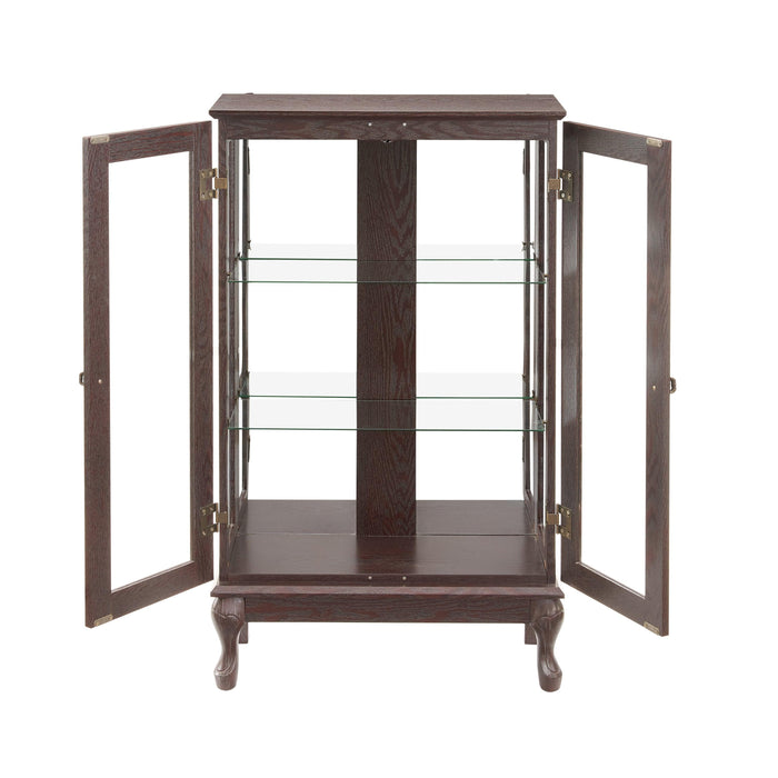 2 Doors Curio Cabinet with Tempered Glass Doors and Mirrored Back Panel, Lighted Display Cabinet for Home and Office