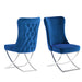 PrimeNest Noblesse Collection Upholstered Silver Legged Dining Chair, Set of 2, Blue - DTYStore