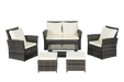 6 Piece Wicker Patio Furniture Sets with Ottoman & Tempered Glass Coffee Table - DTYStore