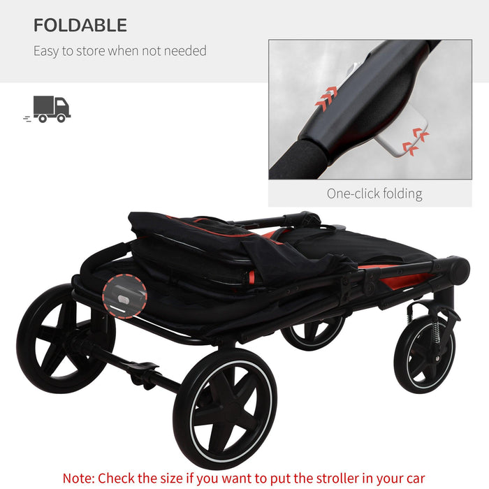 1-Click Foldable Doggy Stroller for Medium Large Dogs, Pet Stroller with Storage, Smooth Ride with Shock Absorption, Mesh Window, Safety Leash, Big Dog Walking Stroller, Black