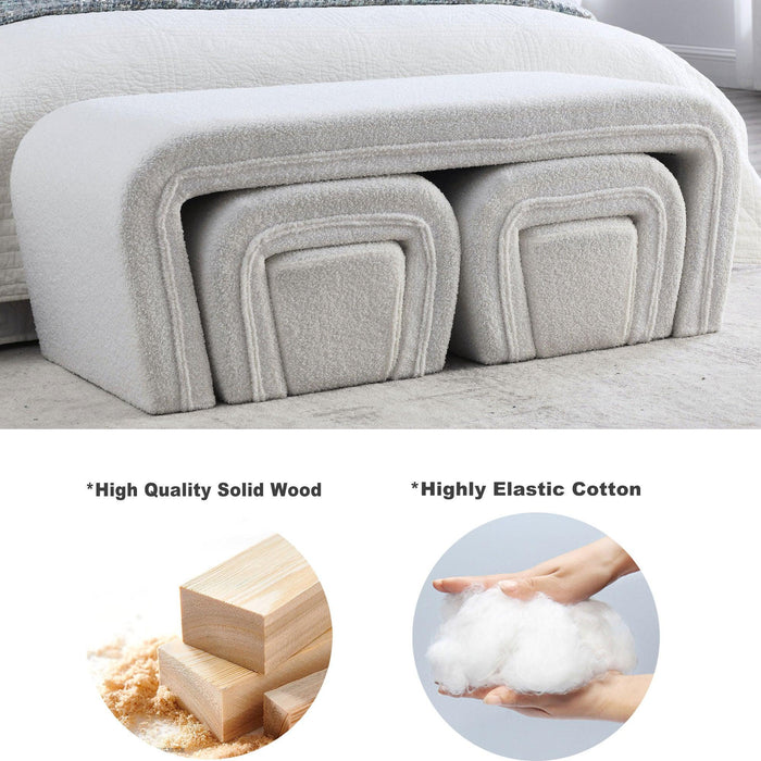 46" W Modern Contemporary Upholstered Nesting Bench, including Four nesting benches, teddy - DTYStore