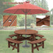 8 Person Wooden Picnic Table, Outdoor Camping Dining Table with Seat, Garden, DIY w/ 4 Built-in Benches, 2220lb Capacity - DTYStore