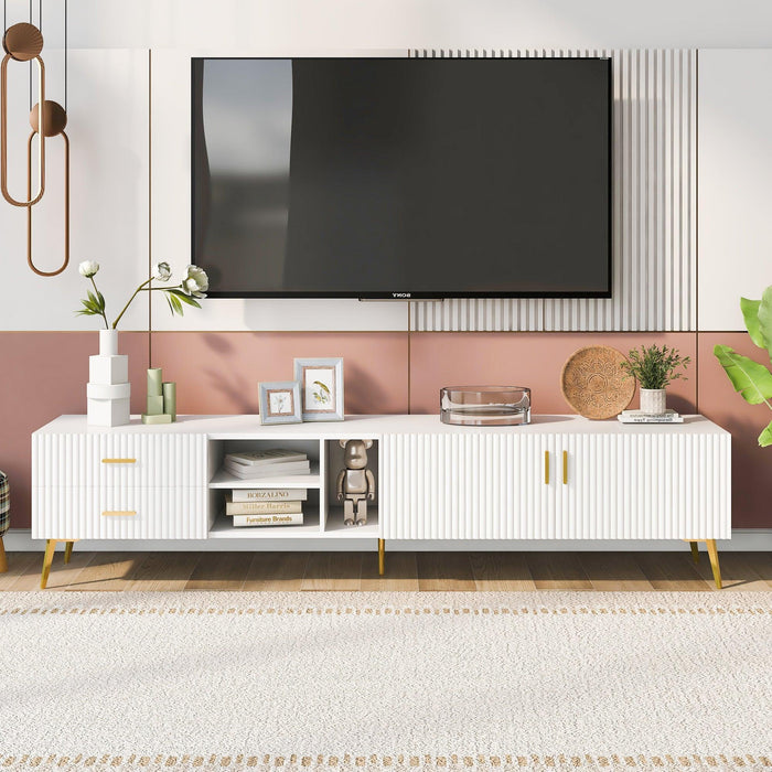 Modern TV Stand with 5 Champagne Legs - Durable, Stylish, Spacious Storage for TVs up to 77" - DTYStore
