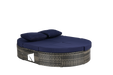 Outdoor Patio Round Daybed, Sun Bed with Adjustable Backrests and Foldable Cup Trays, Reclining Outdoor Lounger Wicker Rattan Patio Daybed with Cushions and Pillows for Backyard Poolside - DTYStore