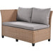 TOMAX 5-Piece Outdoor Patio Rattan Sofa Set, Sectional PE Wicker L-Shaped Garden Furniture Set with 2 Extendable Side Tables, Dining Table and Washable Covers for Backyard, Poolside, Indoor, Brown - DTYStore