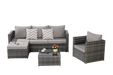 3 Pieces Patio Furniture Set,Outdoor Woven Sectional L- Shaped Patio Furniture ,Wicker Conversation Set with single sofa, and Detachable Lounger &Coffee Table for Backyard Poolside - DTYStore