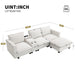 109*57"Modern Sectional Cloud Sofa with Console,USB Charging Port,Reading Light,Cup Holder,4 Seat Chenille Modular Couch,Storable Indoor Funiture for Living Room,Apartment,2 Color - DTYStore