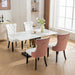 Furniture, Nikki Collection Modern, High-end Tufted Solid Wood Contemporary PU and Velvet Upholstered Dining Chair with Wood Legs Nailhead Trim 2-Pcs Set, White+Pink, SW2101WP - DTYStore