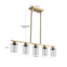 Modern Industrial 5-Light Chandelier with Clear Glass Shades, Golden Metal Frame Hanging Ceiling Light Fixture for Dining Room, Kitchen Island, Living Room (No Bulbs) - DTYStore