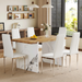 Table And Chair Set.Natural Wood Grain MDF Dining Table - 55'x31.5' Inch.Paired With 6 Modern Style Dining Chairs in White, Essential for Minimalist Homes.Blending into Various Home Environments. - DTYStore