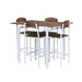 Farmhouse 5-piece Counter Height Drop Leaf Dining Table Set with Dining Chairs for 4,White Frame+ Rustic Brown Tabletop - DTYStore