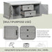 Storage Bench with 2 Drawers and 2 Cabinets, Shoe Bench with Removable Cushion for Living Room, Entryway - DTYStore