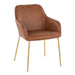Daniella Contemporary Dining Chair in Gold Metal and Camel Faux Leather by LumiSource - Set of 2 - DTYStore
