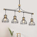 Dining Room Light Fixture/Chandelier Over Table, 40-Inch Hanging for Farmhouse Linear Chandeliers,4-Light Kitchen Island Lighting,Matte Black and Matte Gold Ceiling Chandelier,with Metal lampshade - DTYStore