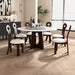 Dining Chairs Set of 2, Key-design Home Chairs, PU Leather Solid Wooden Dining Chairs with White Round Cushion for Kitchen Dining Room-Deep Walnut Brown - DTYStore