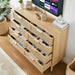Bedroom dresser, 8 Double Dresser with rattan drawers, wood chest of drawers for kids room, living room, entry and hallway, Natural, 47.2''W x 15.8''D x 37.4''H. - DTYStore