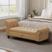 64.5" Bed Bench for Bed Room Nails Tufted Chaise of Lounge with Storage Velvet Upholstery Khaki - DTYStore