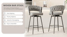 360°Swivel Bar Chairs set of 2, equipped with soft cushioned backrest counter stool, metal leg modern luxury kitchen chair, suitable for family dining, kitchen island - DTYStore