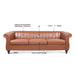 83.46" Brown PU Rolled Arm Chesterfield Three Seater Sofa. - DTYStore
