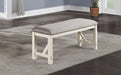 Dining Room Furniture 1x Bench Gray Fabric Cushion Seat White Clean Lines - DTYStore