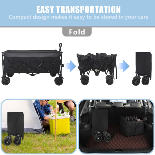 51-inch Extended Heavy-Duty Foldable Utility Wagon - 480lbs Capacity, Patented Ultra-Stable Frame, 1:6 Space-Saving Fold & 7' All-Terrain Wheels, No Assembly Needed, Black- Gray - Image 6