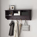 Espresso Entryway Wall Mounted Coat Rack with 4 Dual Hooks Living Room Wooden Storage Shelf - DTYStore