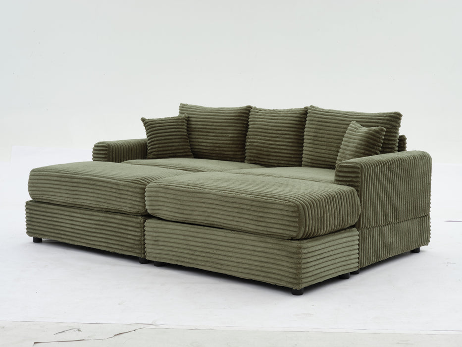 Modern Sectional Couch , 2 Pieces Corduroy Couch Cushion Covers , Soft Stretch Sofa Slipcovers with 2pcs Pillows