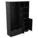 Multi-functional Hall Tree with Storage Shelves Drawers and Cabinet, Elegant Hallway Shoe Cabinet with Bench, Modern Coat Rack with Hooks for Hallway Entryways, Black - DTYStore
