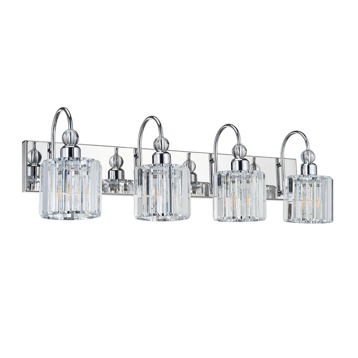 Indoor Decorative Lighting Iron Stainless Steel Crystal Bathroom Vanity Light Chrome Color 4-Light E26 Bulb Wall Lights - DTYStore
