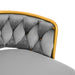 Swivel Counter Height Bar Stools Set of 2,31.5'Bar Height Stools with Hand-Woven Backrest & Gold Metal Legs,Modern Low Back Upholstered Kitchen Chairs with Footrest for Island,Dining Room,Grey - DTYStore