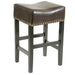 [OLD SKU: 74515.00] 30-inch Backless Brown Leather Counter Stool (Set of 2) - DTYStore